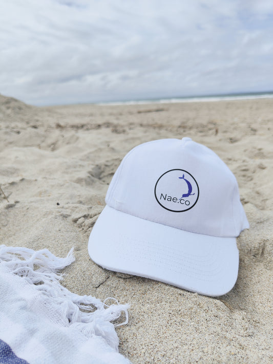 White Nae.co logo cap