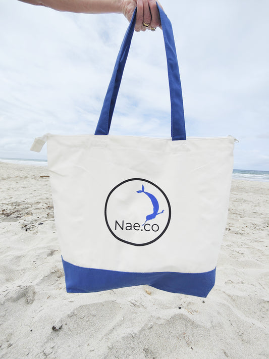 Canvas Nae.co logo beach bag